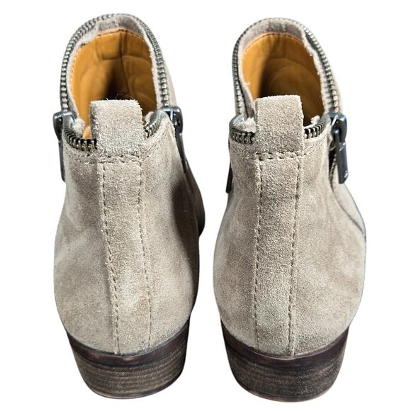 Lucky Brand Bartalino Booties Womens 7 Tan Suede Leather Ankle Boots Zipper Boho - Picture 9 of 12